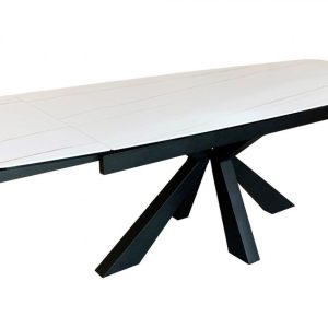 Bílý skleněný rozkládací jídelní stůl Miotto Moena 160/200/240 x 76 cm  - Výška76 cm- Šířka 160/200/240 cm