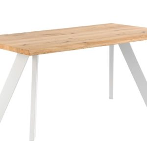 Dubový jídelní stůl Somcasa Lucina 140 x 90 cm s bílou podnoží  - Výška74 cm- Šířka 140 cm