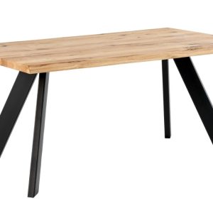 Dubový jídelní stůl Somcasa Lucina 200 x 100 cm s černou podnoží  - Výška75 cm- Šířka 200 cm