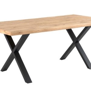 Dubový jídelní stůl Somcasa Corine 220 x 100 cm s černou podnoží  - Výška75 cm- Šířka 220 cm