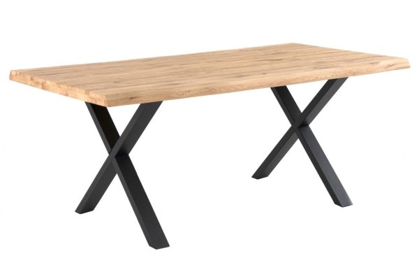 Dubový jídelní stůl Somcasa Corine 180 x 95 cm s černou podnoží  - Výška75 cm- Šířka 180 cm