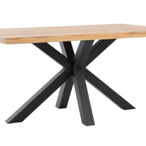 Dubový jídelní stůl Somcasa Grace 220 x 100 cm s černou podnoží  - Výška75 cm- Šířka 220 cm