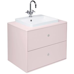 Růžová lakovaná umyvadlová skříňka Tom Tailor Color Bath 62 x 80 cm s umyvadlem  - Výška62 cm- Šířka 80 cm