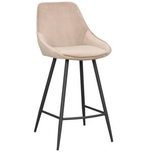 Béžová sametová barová židle ROWICO SIERRA 67 cm  - Výška97 cm- Šířka 46 cm
