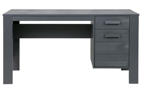 Hoorns Tmavě šedý pracovní stůl Koben 141 cm  - Výška74 cm- Šířka 141 cm