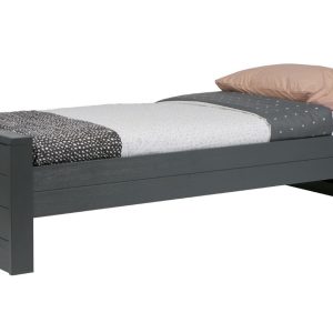 Hoorns Tmavě šedá borovicová postel Koben 90x200 cm  - Výška53 cm- Šířka 219 cm