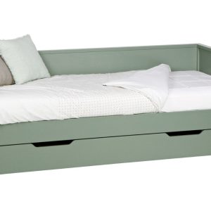 Hoorns Zelená borovicová  postel Warde 90x200 cm  - Výška73 cm- Šířka 208 cm