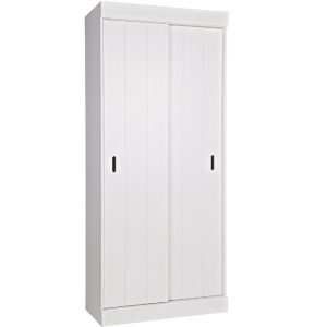Hoorns Bílá masivní šatní skříň Clark  - Výška195 cm- Šířka 85 cm