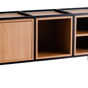 Nordic Design Nízká komoda Skipo 145 x 40 cm s dubovým dekorem  - Výška88 cm- Šířka 145 cm