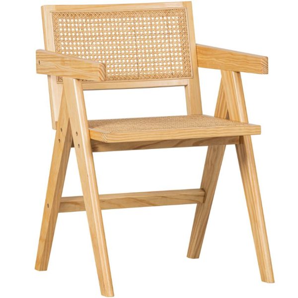 Hoorns Borovicová jídelní židle Ginniena s výpletem  - Výška80 cm- Šířka 54 cm