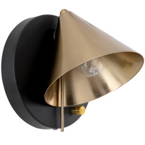 Černo zlaté kovové nástěnné světlo Somcasa Nela 18 cm  - StínidloLakovaný kov- Světelný zdroj 1x E14 max.40W