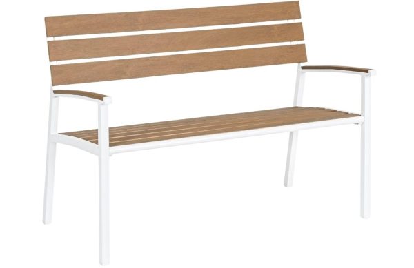 Bílá plastová zahradní lavice Bizzotto Isak 123 cm  - Výška86 cm- Celková šířka 123 cm