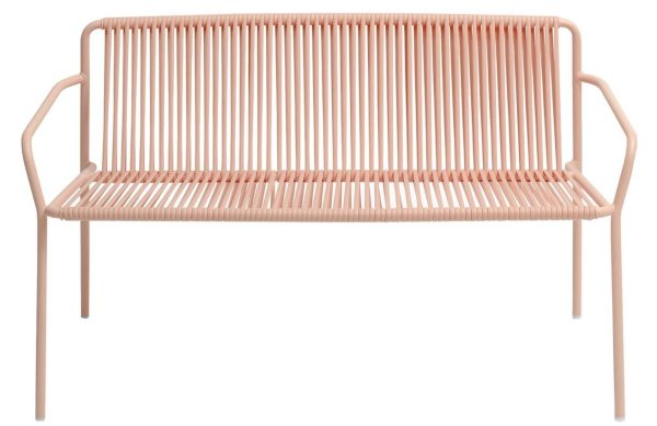 Pedrali Růžová kovová zahradní lavice Tribeca 3666 120 cm  - Výška70 cm- Šířka 120 cm