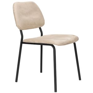 Béžová sametová jídelní židle DUTCHBONE Darby  - Výška93 cm- Šířka 45 cm