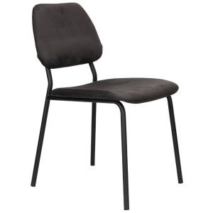Černá sametová jídelní židle DUTCHBONE Darby  - Výška93 cm- Šířka 45 cm