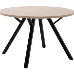 Světlý dubový kulatý jídelní stůl Marckeric Beni 120 cm  - Výška77 cm- Průměr desky 120 cm