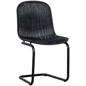 Hoorns Černá ratanová jídelní židle Welda  - výška84 cm- šířka 44 cm