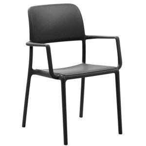 Nardi Antracitově šedá plastová zahradní židle Riva s područkami  - Výška86 cm- Šířka 58