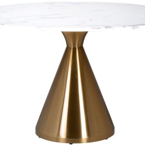 Bílý mramorový jídelní stůl Richmond Tenille 130 cm  - Výška76 cm- Průměr 130 cm