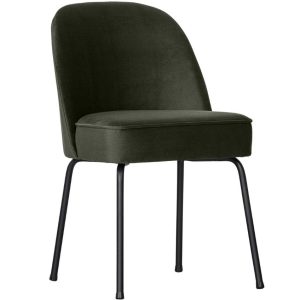 Hoorns Tmavě zelená sametová jídelní židle Tergi  - Výška83 cm- Šířka 50 cm