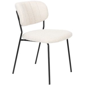 White Label Bílá látková jídelní židle WLL Jolien  - Výška78 cm- Šířka 49 cm