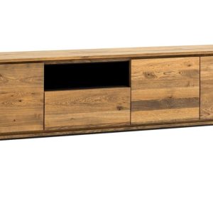 Masivní dubová komoda Cioata Tribeca 248 x 48 cm s dřevěnou podnoží  - Výška77 cm- Šířka 248 cm