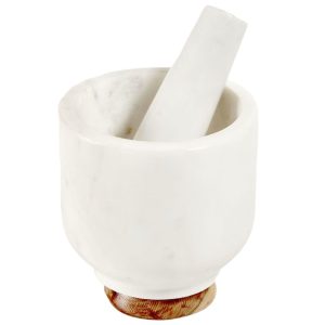 Bílý mramorový hmoždíř Kave Home Cinderella  - Výška12 cm- Průměr 11 cm