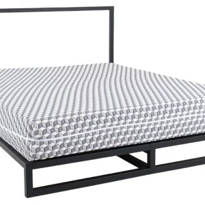 Nordic Design Černá kovová dvoulůžková postel Agiama 140 x 200 cm  - Výška100 cm- Šířka 147 cm