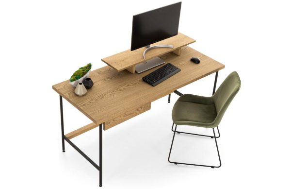 Dubový pracovní stůl Cioata Atlas 160 x 70 cm se zásuvkou a poličkou  - Výška78 cm- Šířka 160 cm
