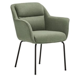 Šedo zelená látková jídelní židle Teulat Sadira s područkami  - Výška85 cm- Šířka 66