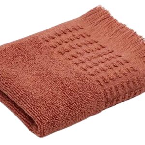 Terakotově červený bavlněný ručník Kave Home Veta 30 x 50 cm  - Šířka30 cm- Délka 50 cm