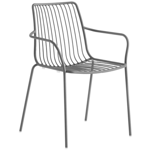 Pedrali Antracitově šedá kovová zahradní židle Nolita 3656 s područkami  - Výška84