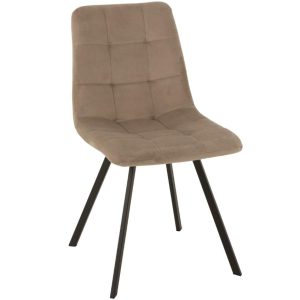 Béžová sametová jídelní židle J-line Morgy  - Výška86 cm- Šířka 45 cm