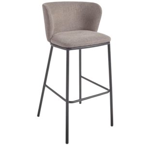 Světle hnědá látková barová židle Kave Home Ciselia 75 cm  - Výška102 cm- Šířka 54 cm