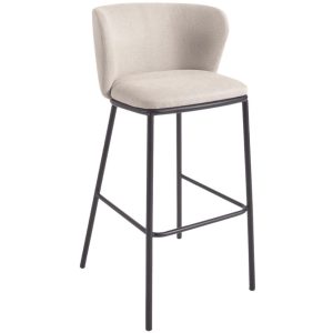Béžová látková barová židle Kave Home Ciselia 75 cm  - Výška102 cm- Šířka 48 cm