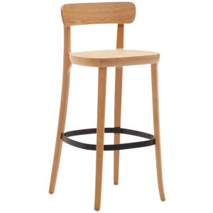 Jasanová barová židle Kave Home Romane 75 cm  - Výška99 cm- Šířka 42 cm