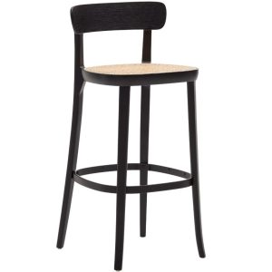 Černá jasanová barová židle Kave Home Romane 75 cm  - Výška99 cm- Šířka 42 cm