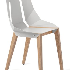 Bílá hliníková židle Tabanda DIAGO s dubovou podnoží  - Výška84 cm- Šířka 45 cm