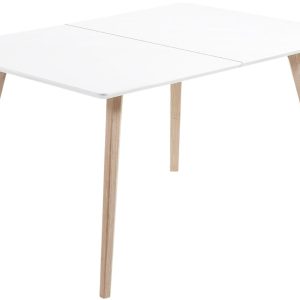 Bílý dřevěný stůl Kave Home Eunice 140/220 x 90 cm  - Výška75 cm- Šířka 140 - 220 cm