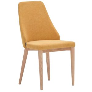 Hořčicově žlutá látková jídelní židle Kave Home Rosie  - Výška88 cm- Šířka 48 cm