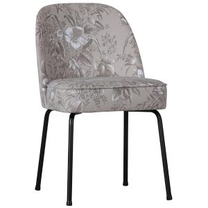 Hoorns Světle šedá sametová jídelní židle Tergi s květinovým vzorem  - Výška83 cm- Šířka 50 cm