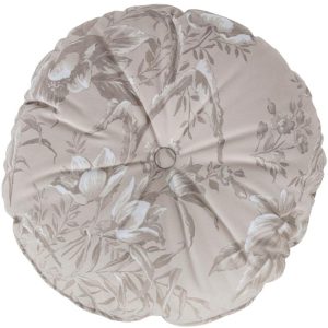 Hoorns Světle šedý sametový polštář se vzorem květin Tergi 45 cm  - Průměr45 cm- Povlak Samet (100% polyester)