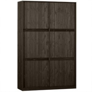 Hoorns Tmavě hnědá borovicová šatní skříň Kitai 215 x 139 cm  - výška215 cm- šířka 139 cm