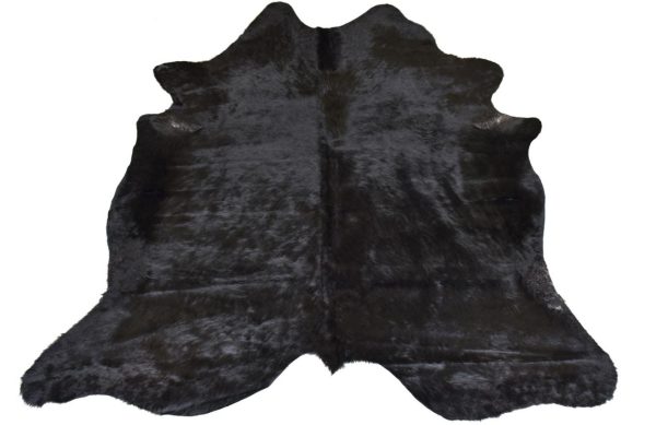 Černý kožený koberec J-Line Bovino 225 x 218 cm  - výška0