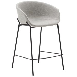 Světle šedá látková barová židle Kave Home Yvette 65 cm  - Výška90 cm- Šířka 60 cm