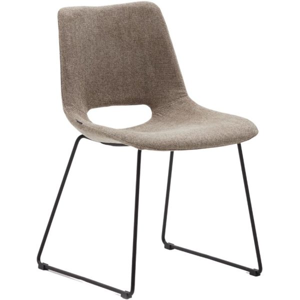 Hnědá látková jídelní židle Kave Home Zahara  - Výška78 cm- Šířka 49 cm