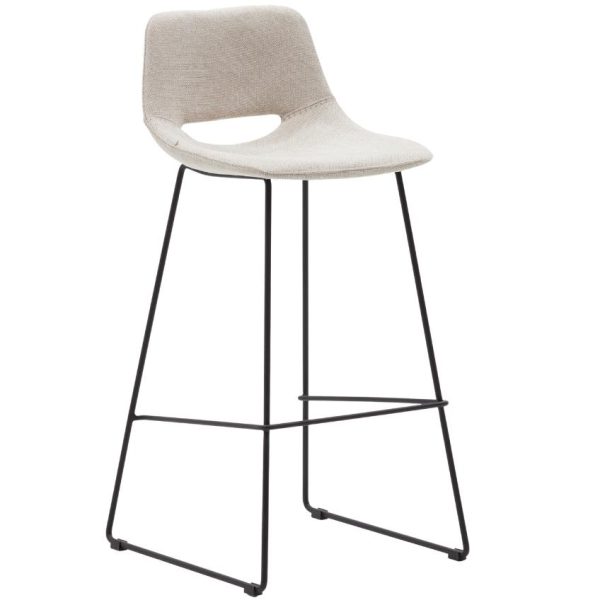 Béžová látková barová židle Kave Home Zahara 76 cm  - Výška98 cm- Šířka 47 cm