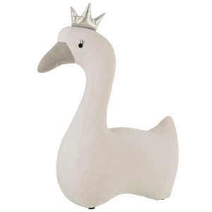 Bílá bavlněná dětská hračka J-Line Swan 77 cm  - výška77 cm- šířka 75 cm