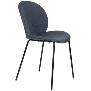 Modro šedá manšestrová jídelní židle ZUIVER BONNET  - Výška84 cm- Šířka 45 cm