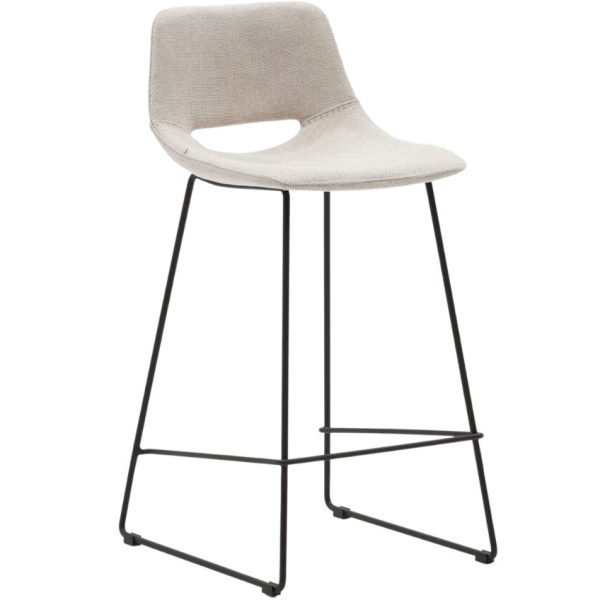 Béžová látková barová židle Kave Home Zahara 65 cm  - Výška89 cm- Šířka 47 cm